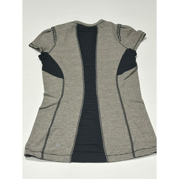 Lululemon Star Runner Short Sleeve Tonka Stripe Heathered Black Sz. 4 - Picture 5 of 6